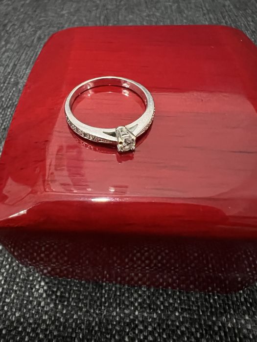 Inel Logodnă Diamand, Aur Alb 14 karate