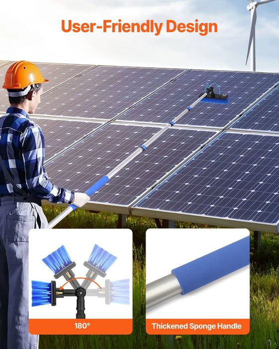 Kit Curatare Panouri Solare,Perie Rotativa 180°,6m