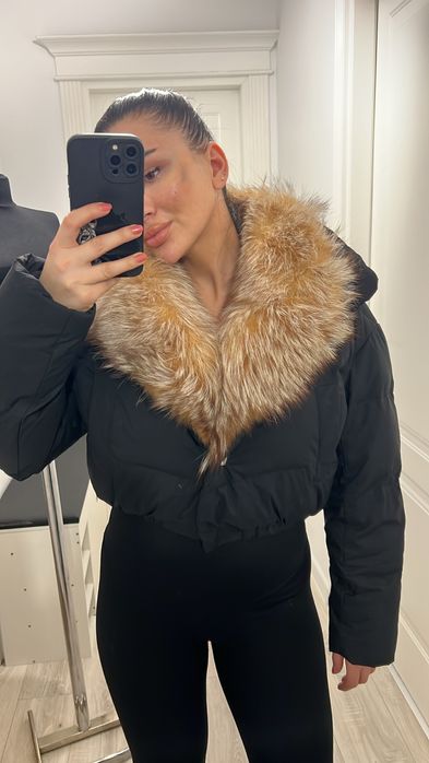 Geaca scurta blana naturala, umplutura puf