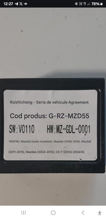 Canbus ANDROID car pentru Mazda 3/5/6 etc