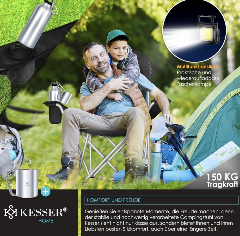 KESSER® Стол за къмпинг Сгъваем до 150 кг