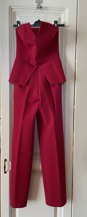 Salopeta TGH lunga, cu plepum in talie, rosie