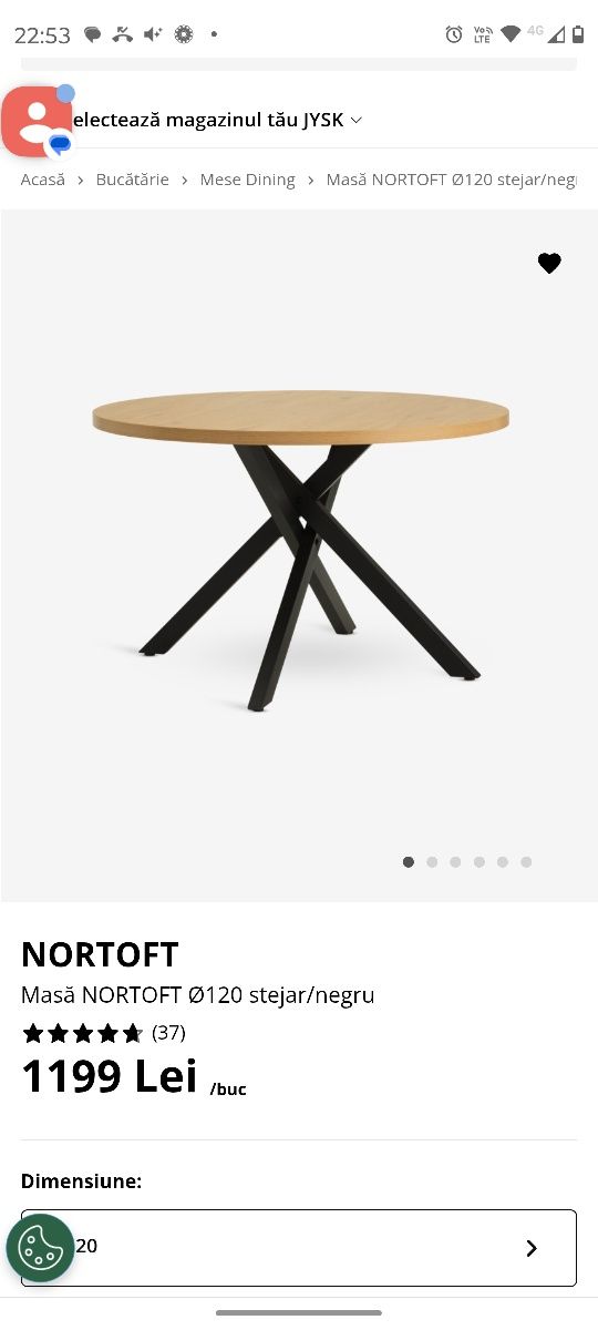 Masa rotunda stejar
