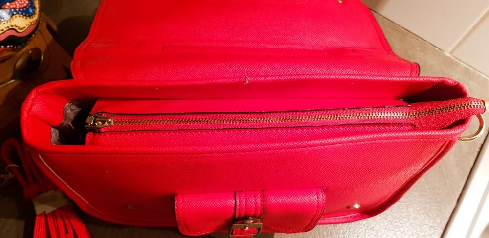 Geantă crossbody, piele ecologică textură safiano