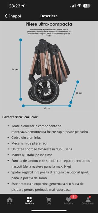 Cărucior 3 în 1 Coccolle Melora – Moonlit Grey