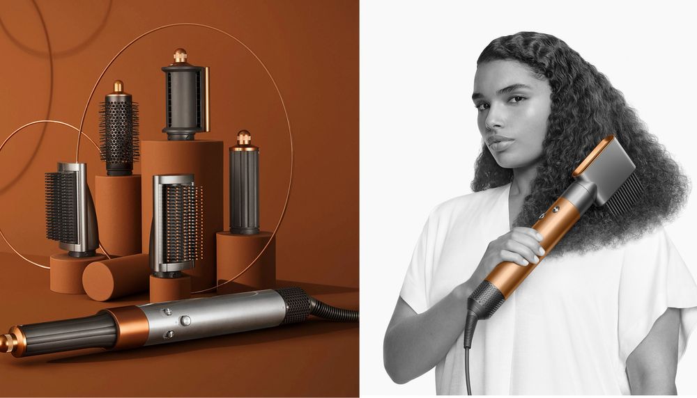 Dyson new golden set air wrap gray and gold colors