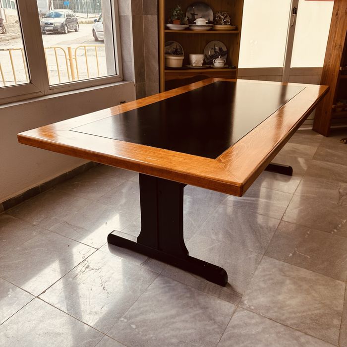 Масивна трапезна/офис маса – бук + гумиран плот, 200×100×70 см