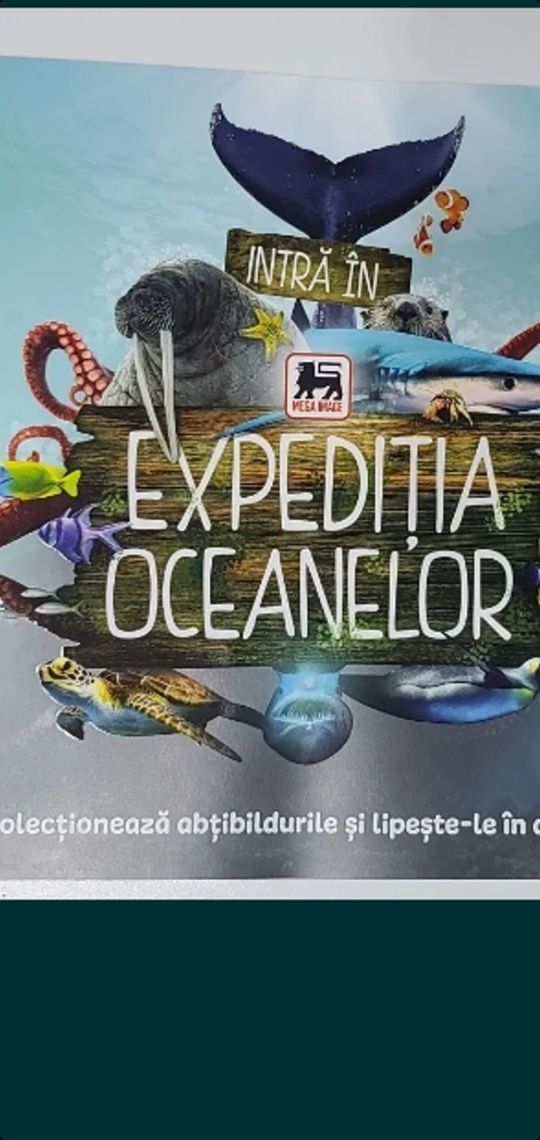 Album complet (102 abtibilde), stickere nelipite, expeditia oceanelor