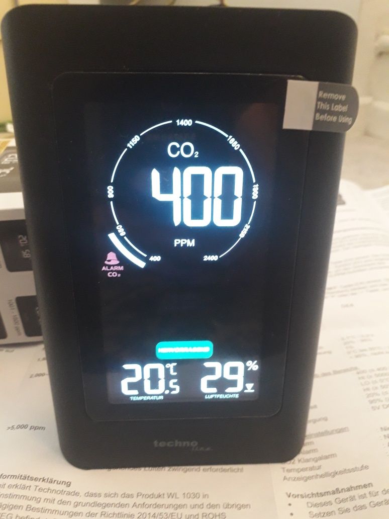 Monitor alarma CO2, higometru,  termometru, etc