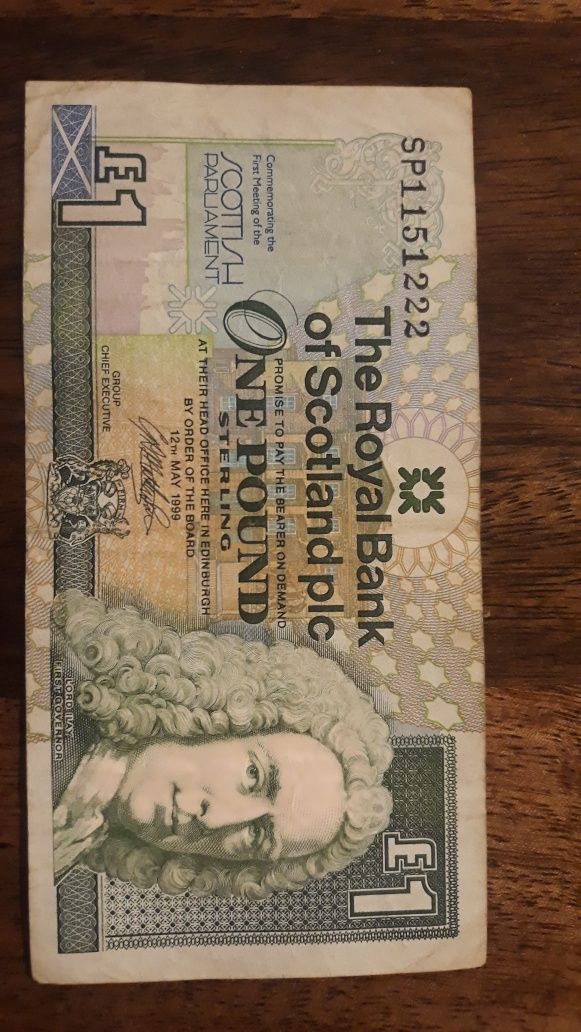 One Pound Scotish STERLING bancnote colecție.