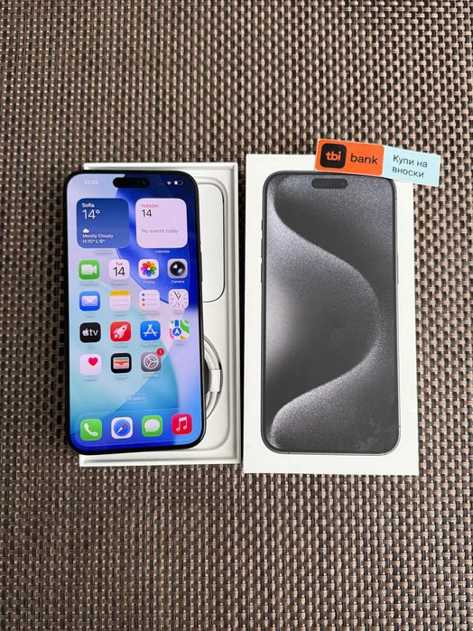 КАТО НОВ! iPhone 15Pro MAX Лизинг от 50лв/м Black Titanium 256Gb черен