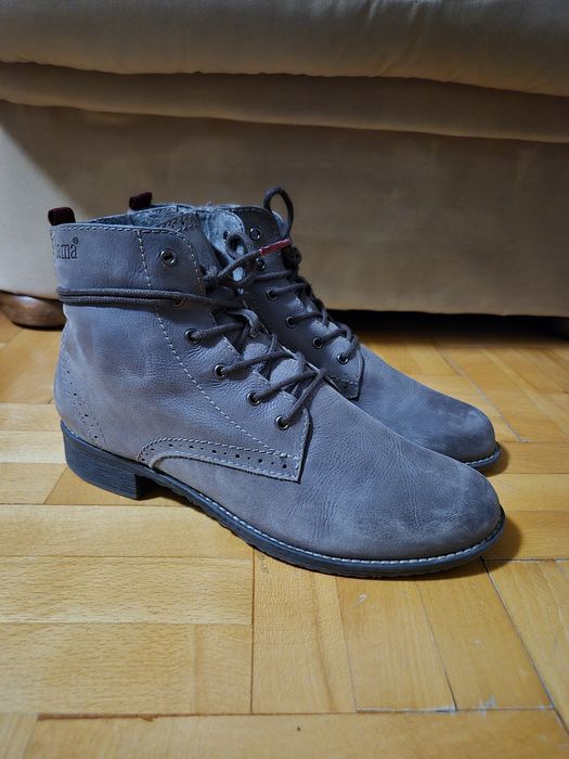 Ghete Bama Piele Naturală, Brogue, Fermoar Lateral, Confort, Damă - 40