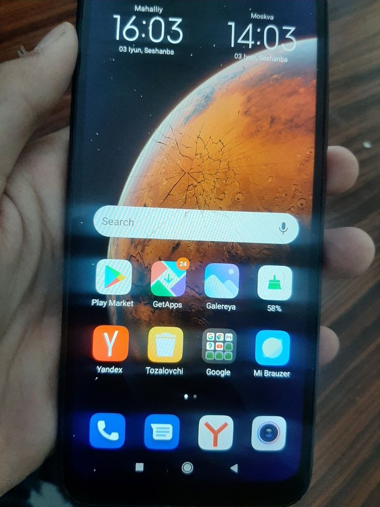 Redmi 9 A Aybi yoq sensir singan xolos 80 ming sumga soz buladi
