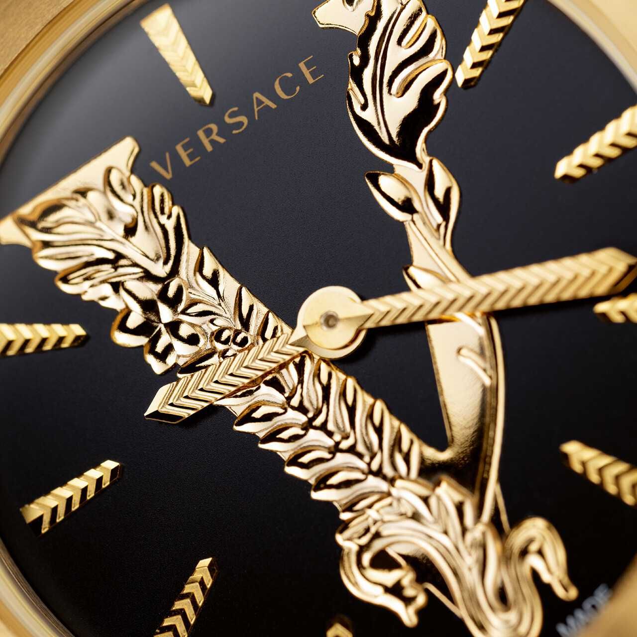Ceas Versace - Greca Logo Gold -Black Leather - VEHC00119 – Femei