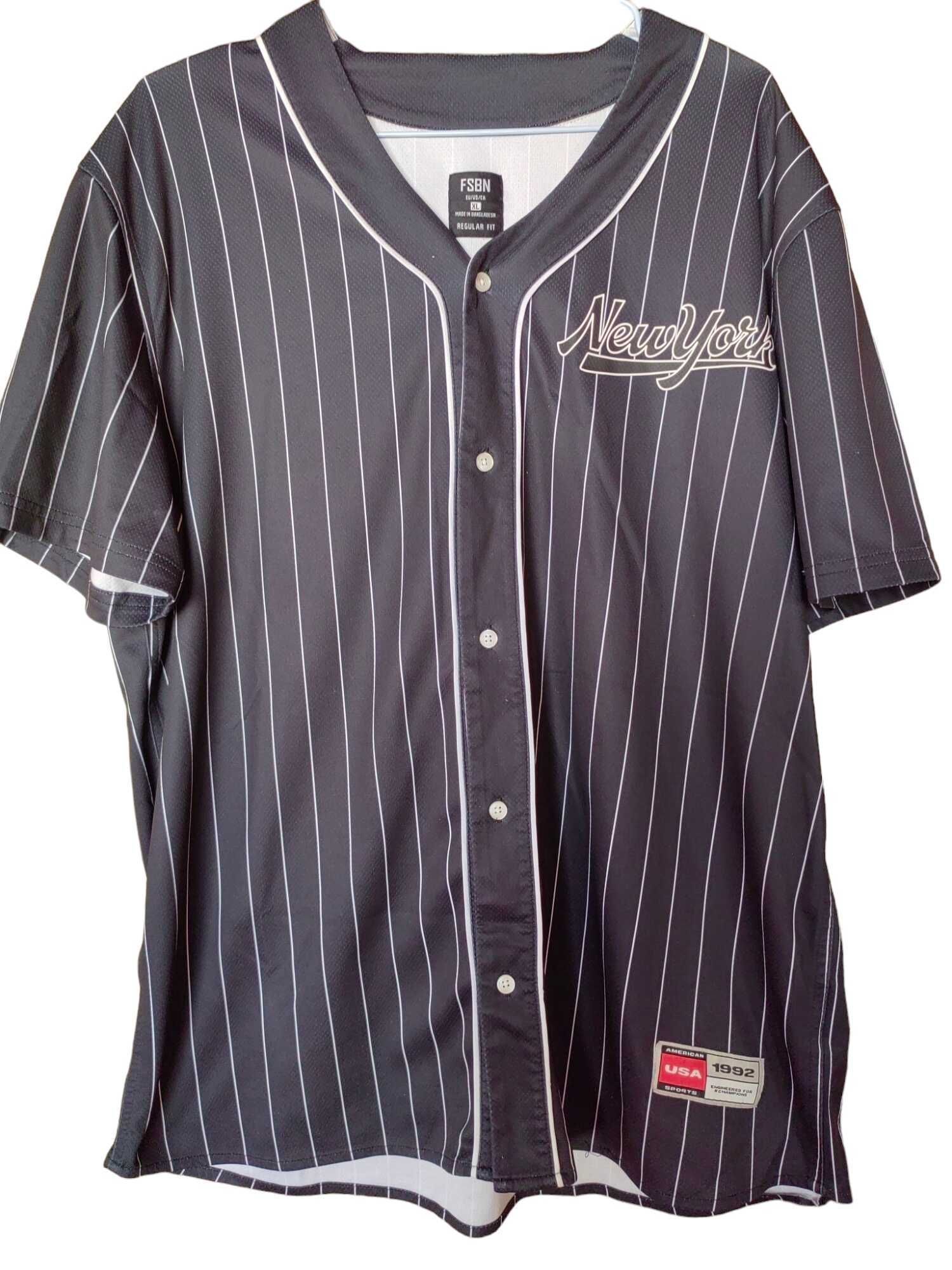 Мъжка бейзболна риза FSBN, 100% полиестер, Черна, 77х67 см, XL