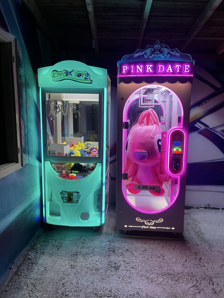 Цена за 2бр Машини за играчки голяма pink date + кран Crazy toy 2