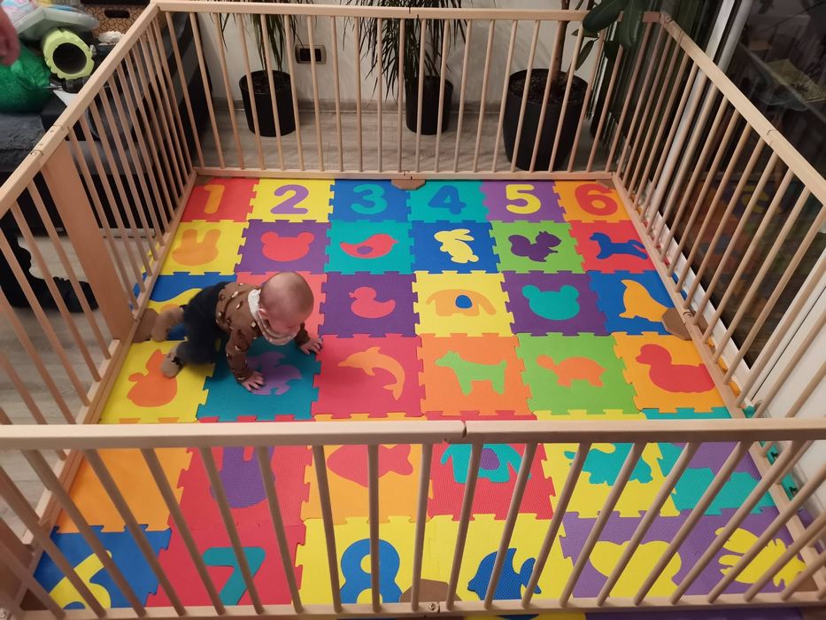 Tarc de joaca octogonal (7+1) pentru copii si bebelusi din lemn masiv