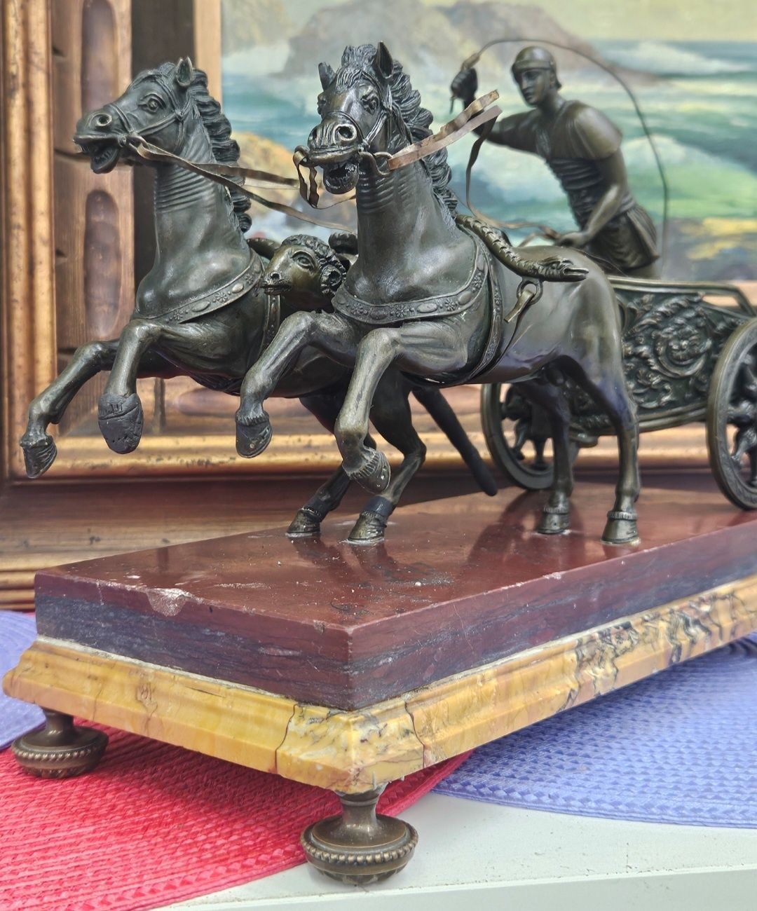 Бронзова статуетка колесница.  Франция 1900г.