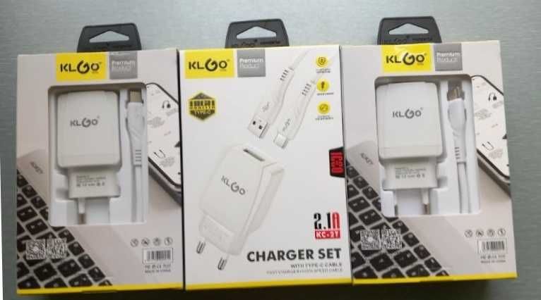 Универсално зарядно KLGO KC-2T, type C, fast charger+high speed кабел