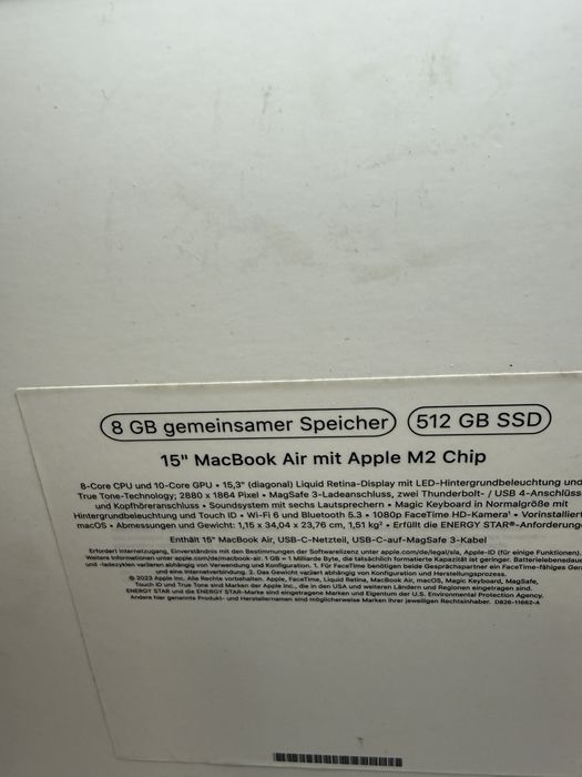 Macbook air M2 8+ 512 GB Sigilat
