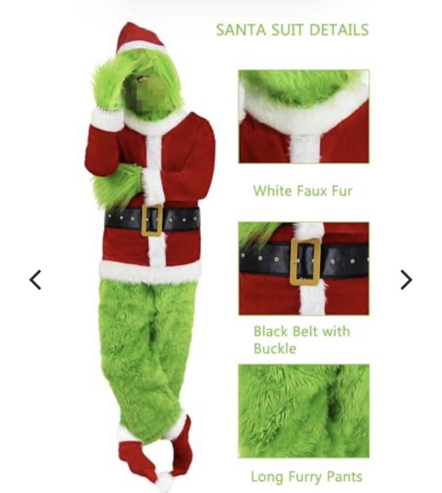 Geplaimir Costum Monstru Verde Grinch Adult