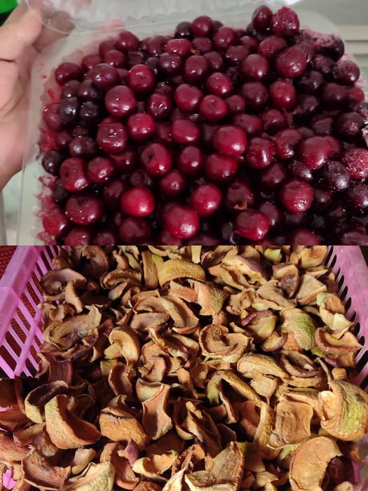 Замороженное вишня и яблоки сушенные