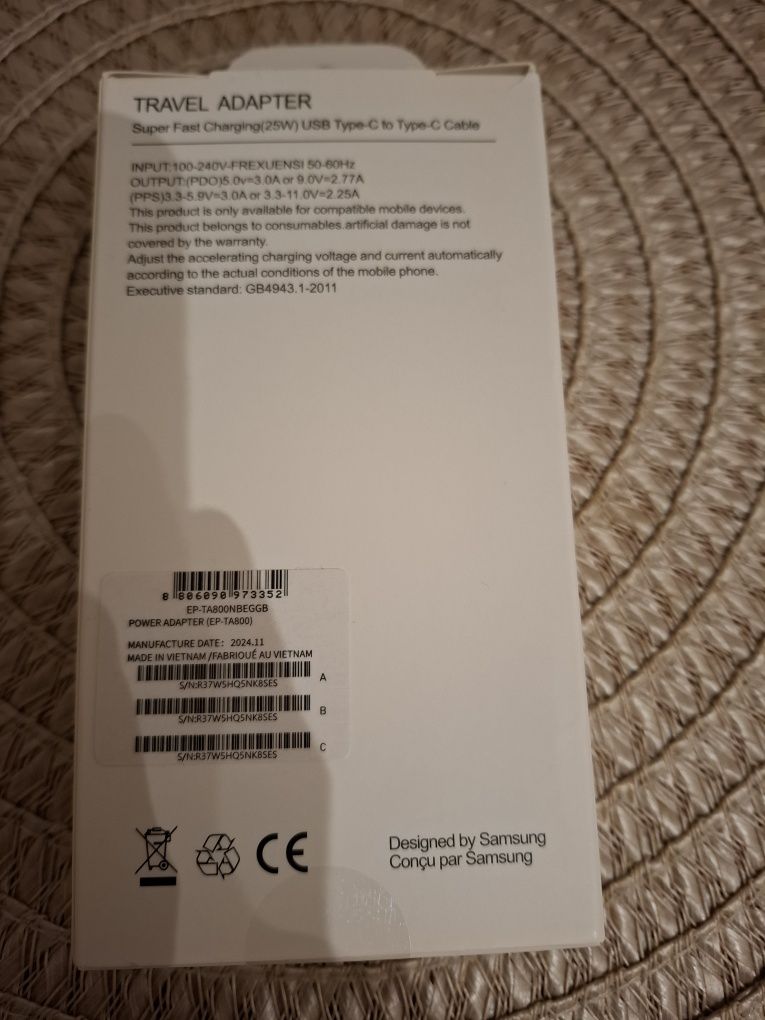 Vand incarcator original Samsung 25w, nou