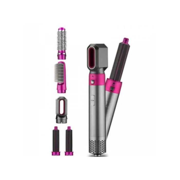 Uscator de par 5 in 1, capete interschimbabile, perie cu aer cald