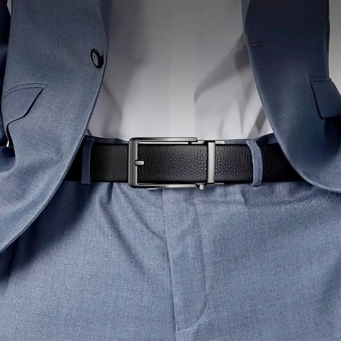 Официален Класически Мъжки колан с автоматична катарама/Черна ест.кожа