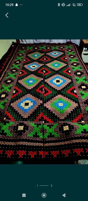 Covor/Lipideu țărănesc,țesut manual din lână naturală cu urzeală de bu