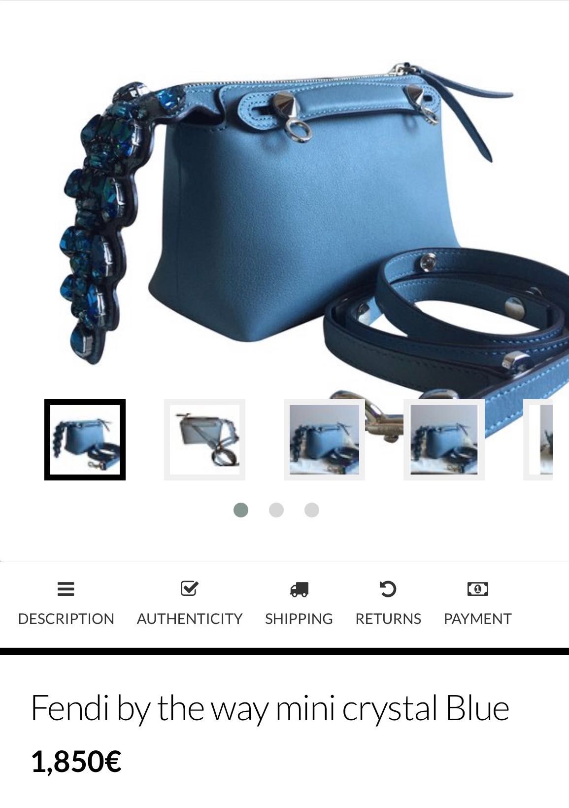 geantă originală Fendi Crystal Blue atât de frumoasă