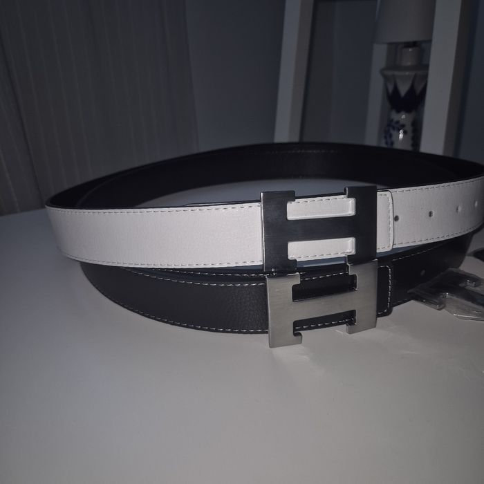 curea hermes alb/negru