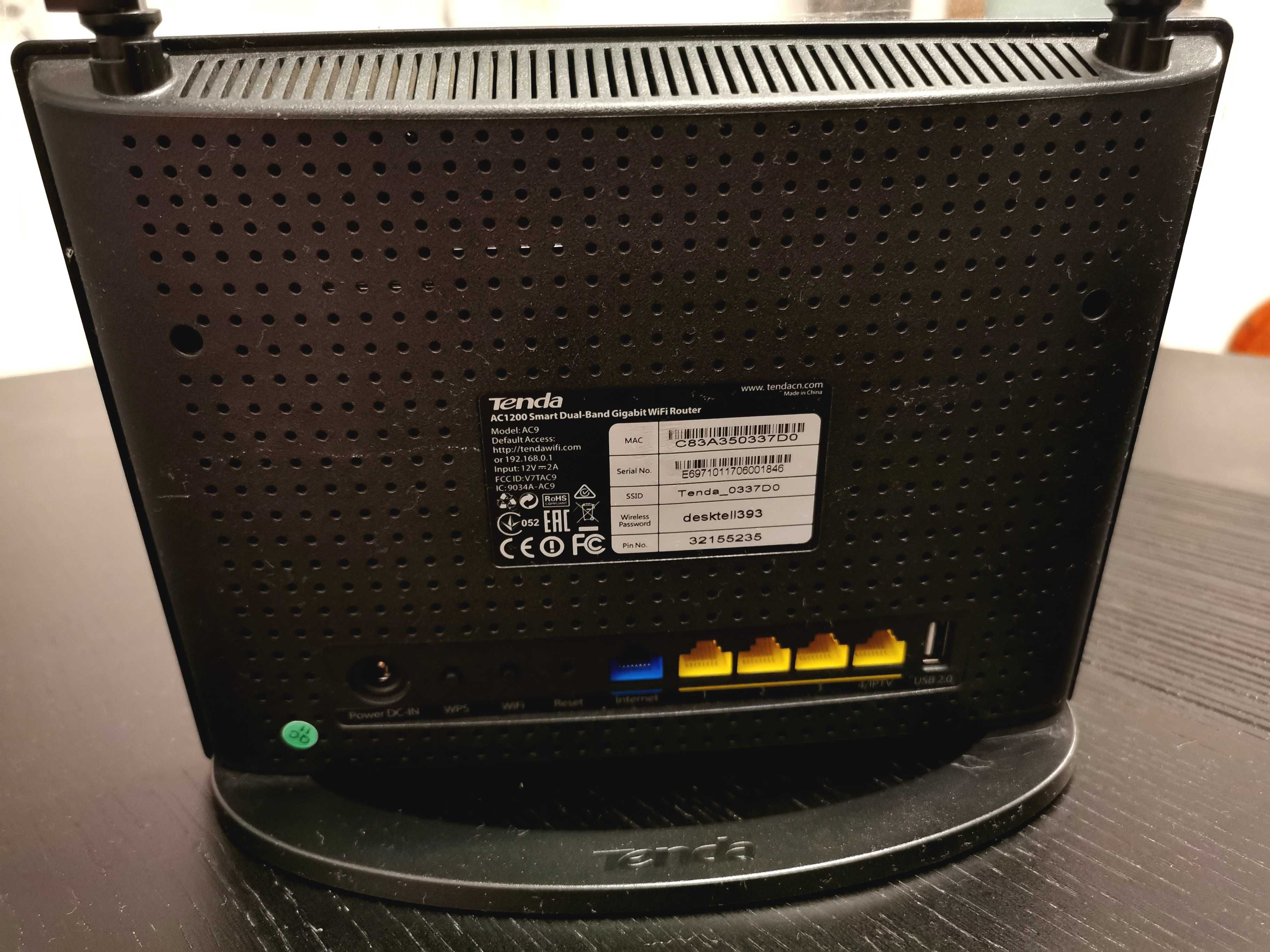 Router Wireless Gigabit Tenda AC9, 2.4 si 5Ghz, USB 2.0 AC1200