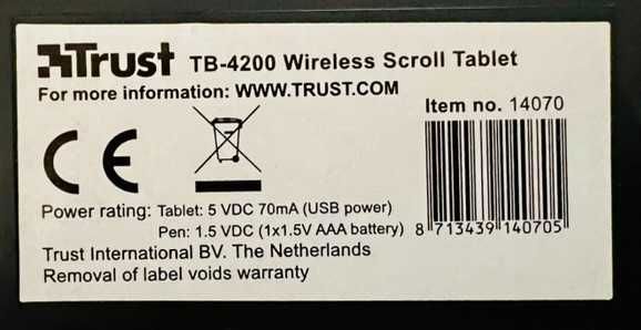 Tabletă grafică wireless Trust TB-4200 – ideală desen si scris de mana