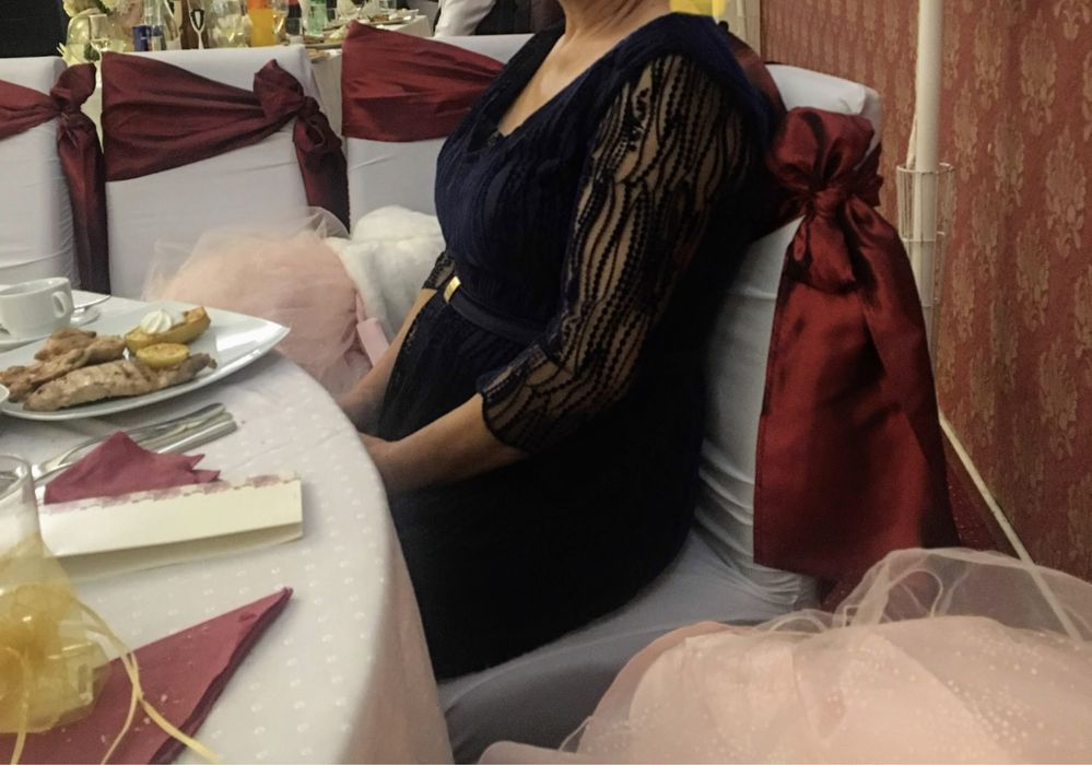 Rochie eleganta seara bleumarin, marimea 48, purtata o singura data