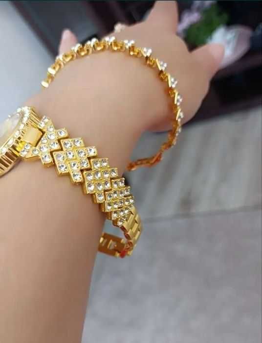 Set Ceas + Bratara Dama Strasuri Elegant din Oțel Inoxidabil Luxury