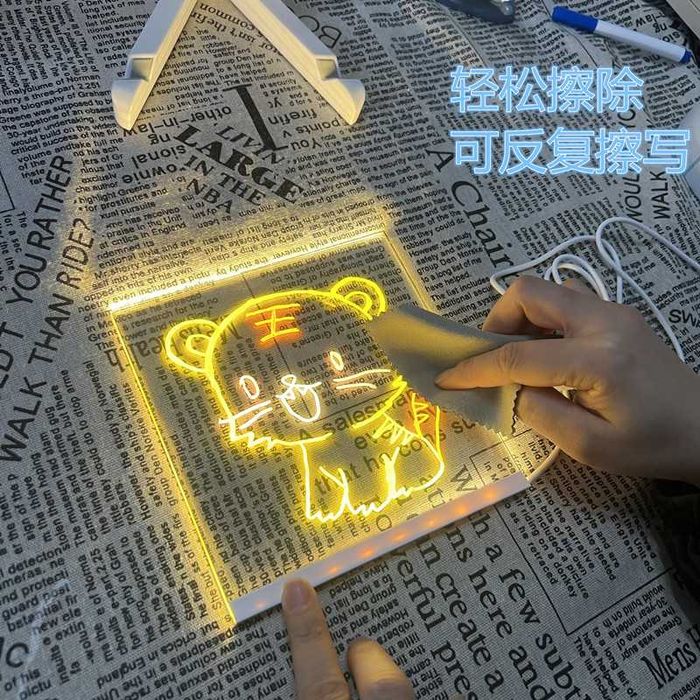 Tabla de desen Acrilica cu LED,set de 12 Carioci,ideala pentru copiii