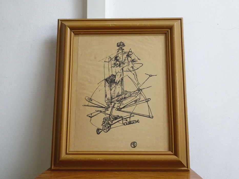 Tablou Stefan Caltia, ’Mașinărie’ - Litografie veche si deosebita