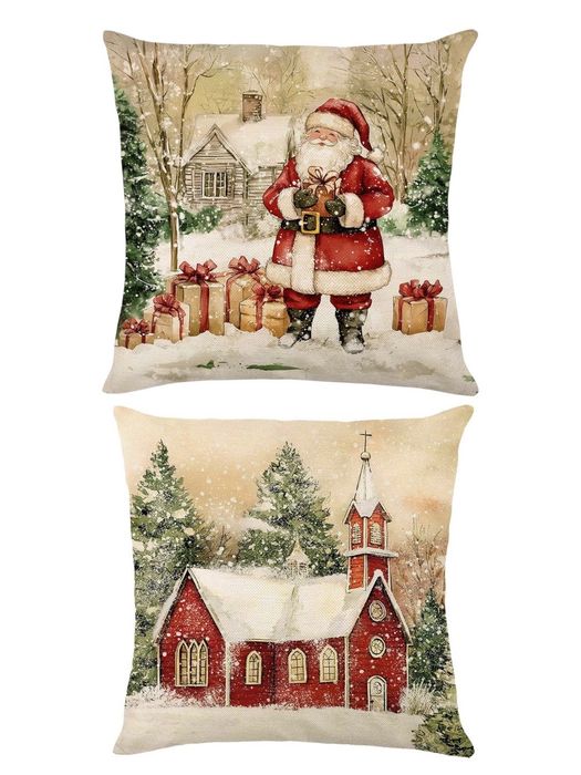 Декоративные наволочки с новогодним принтом