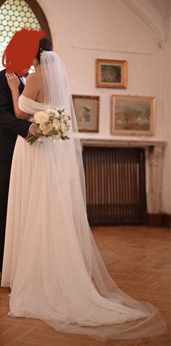 Rochie de mireasa, voal, floare dezgatit, floare masina, halat BRIDE