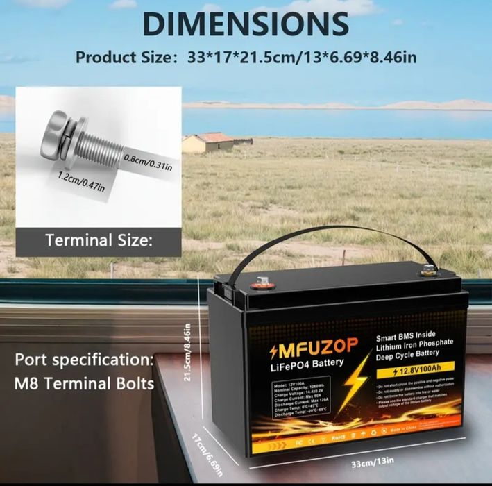 Vând baterie lifepo4 12v 100ah MFUZOP