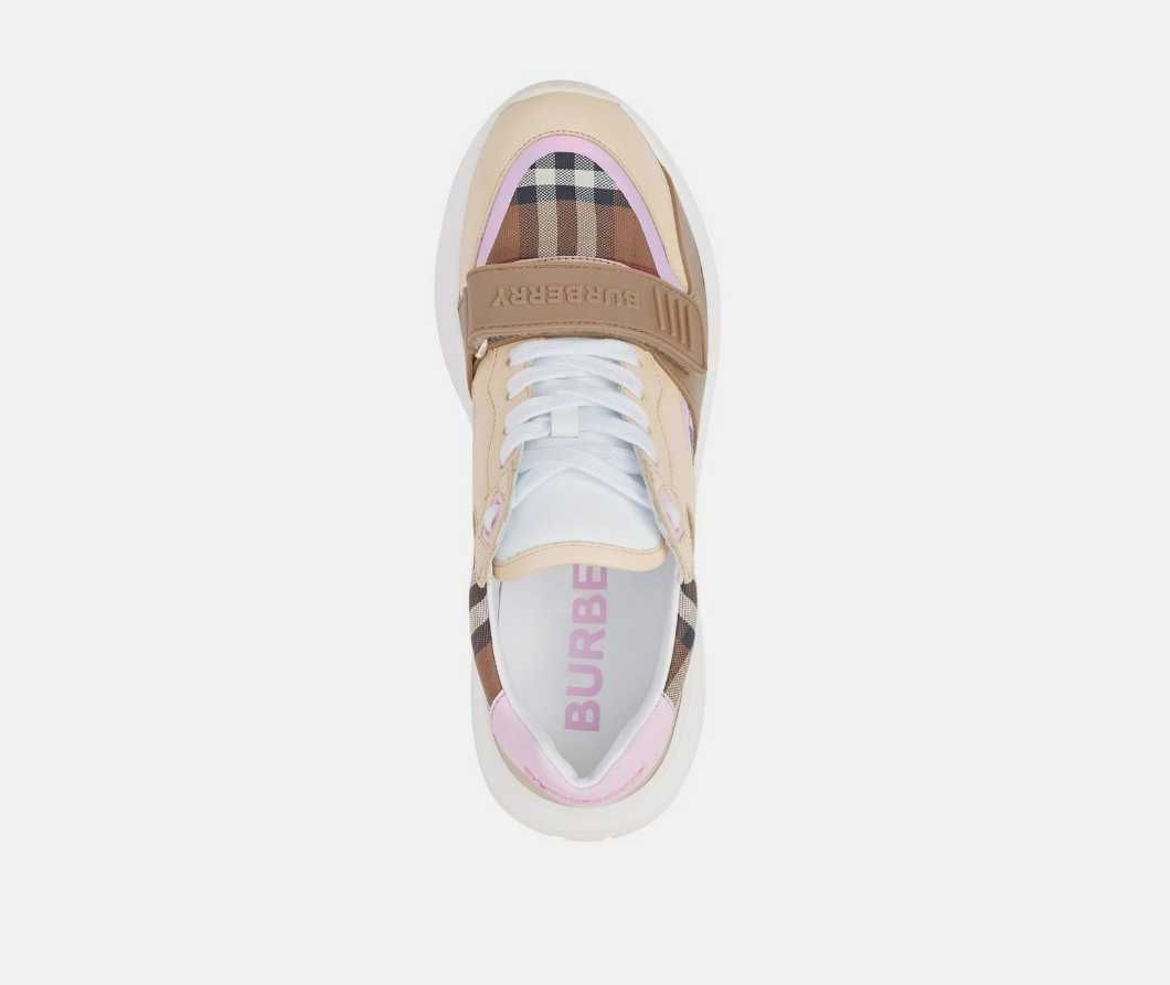 Adidasi BURBERRY Check Cotton and Leather