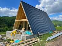 Cabana Stil-aframe case de locuit din lemn izolate de locuit iarna