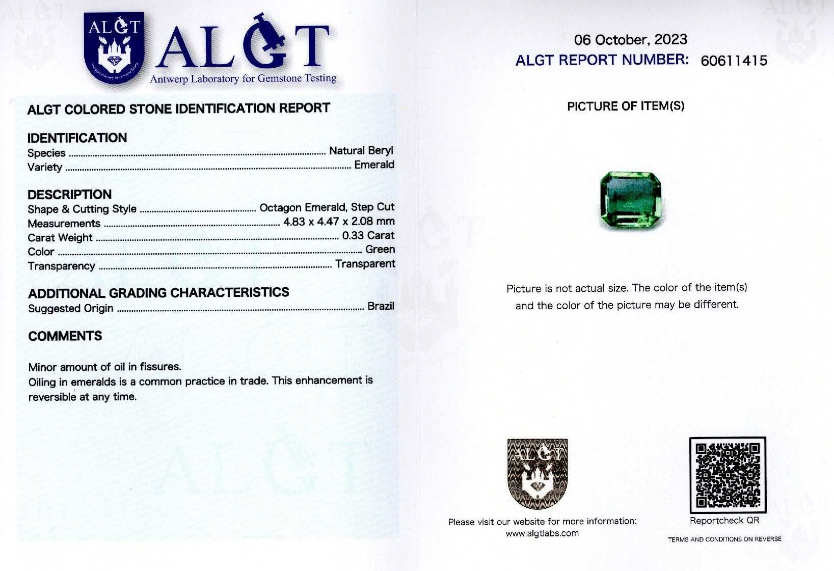 Smaralde nemontate 0,33-0,50 ct., certificare ALGT(9826,9825,9824)