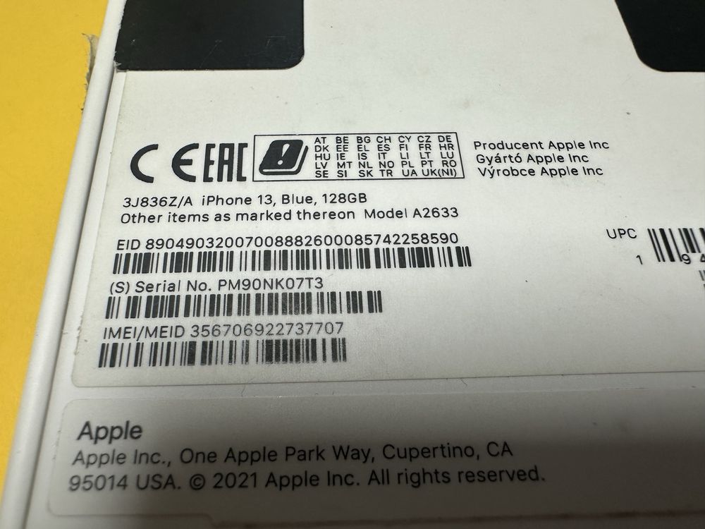 Смартфон Apple iPhone 13 128 GB  Blue