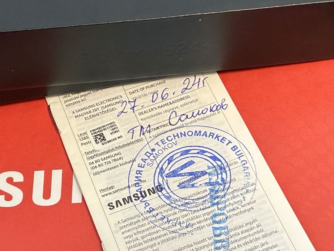 КАТО НОВ 256GB Samsung S24 Plus + Техномаркет Гаранция '26 Gray