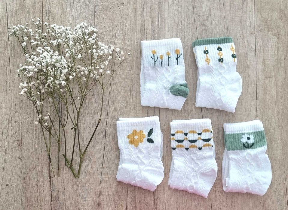 5 бр. красиви дамски цветни чорапки, one size