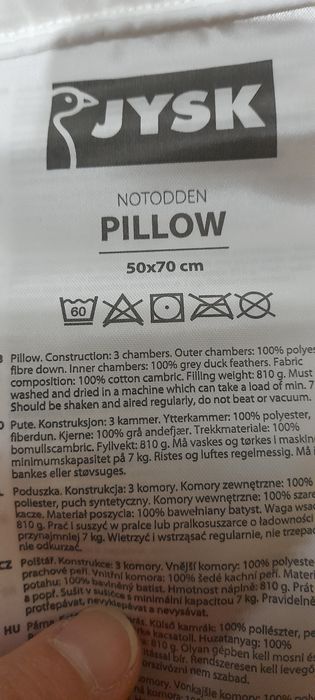 Възглавници 100% гъши пух; синтетична вата