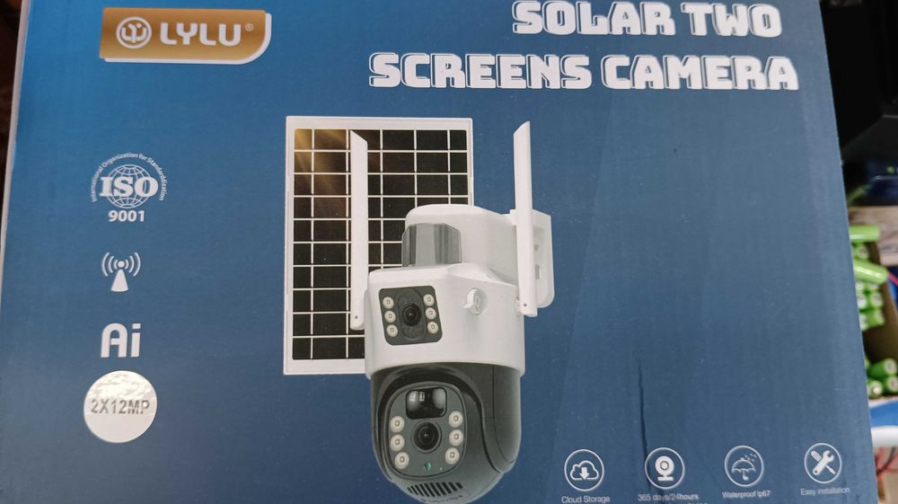 Двойна соларна въртяща камера 4G 2x12MP работи с СИМ SIM карта моб.дан