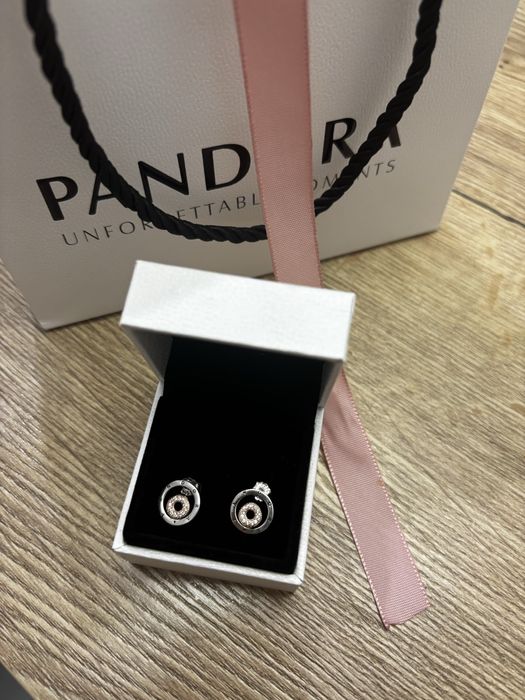 Серьги Pandora «Двухцветные сияющие кольца»